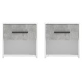 Comodino Bianco Grigio Cemento un Cassetto un Ripiano 42x33x42h cm, Apertura Scorrevole - Secli