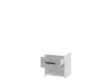 Comodino Bianco Grigio Cemento un Cassetto un Ripiano 42x33x42h cm, Apertura Scorrevole - Secli