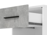 Comodino Bianco Grigio Cemento un Cassetto un Ripiano 42x33x42h cm, Apertura Scorrevole - Secli