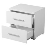 Comodino Bianco Grigio un Ripiano 2 Cassetti 44.5x33.5x43h cm, Apertura Scorrevole - Colliano