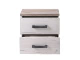 Comodino Bianco Larice Marrone Rovere Scuro 2 Cassetti un Ripiano 44.5x33.5x43h cm, Apertura Scorrevole - Roncello