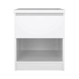 Comodino Bianco Lucido un Cassetto un Ripiano 40x40x50h cm, Apertura Scorrevole - Annette