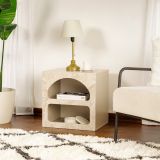 Comodino Bianco Marmo 3 Ripiani Sfumatura Colore Struttura Marmo 50x40x50h cm, Colore Ripiano Bianco - Nara