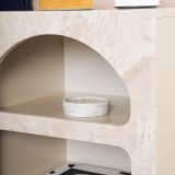 Comodino Bianco Marmo 3 Ripiani Sfumatura Colore Struttura Marmo 50x40x50h cm, Colore Ripiano Bianco - Nara