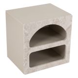 Comodino Bianco Marmo 3 Ripiani Sfumatura Colore Struttura Marmo 50x40x50h cm, Colore Ripiano Bianco - Nara