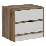 Comodino Bianco Marrone Noce 4 Cassetti Apertura Scorrevole 54x40x47h cm, Chiusura Scorrevole - Legnago