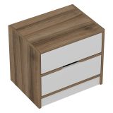 Comodino Bianco Marrone Noce 4 Cassetti Apertura Scorrevole 54x40x47h cm, Chiusura Scorrevole - Legnago