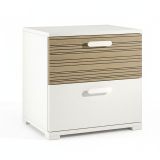 Comodino Bianco Marrone Rovere 2 Cassetti un Ripiano 50x40x45h cm, Apertura Scorrevole - Petri