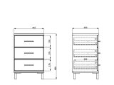 Comodino Bianco Marrone Rovere 3 Cassetti un Ripiano 45x40x69h cm, Apertura Scorrevole - Savino