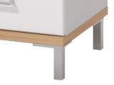 Comodino Bianco Marrone Rovere 3 Cassetti un Ripiano 45x40x69h cm, Apertura Scorrevole - Savino