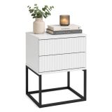 Comodino Bianco Nero 2 Cassetti Apertura Scorrevole 40x39x65h cm, Chiusura Scorrevole - Lehatava