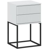 Comodino Bianco Nero 2 Cassetti Apertura Scorrevole 40x39x65h cm, Chiusura Scorrevole - Lehatava