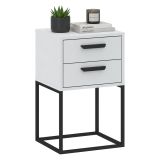 Comodino Bianco Nero 2 Cassetti Apertura Scorrevole 40x39x65h cm, Chiusura Scorrevole - Lelahama