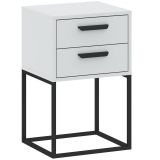 Comodino Bianco Nero 2 Cassetti Apertura Scorrevole 40x39x65h cm, Chiusura Scorrevole - Lelahama