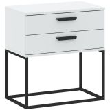 Comodino Bianco Nero 2 Cassetti Apertura Scorrevole 60x39x65h cm, Chiusura Scorrevole - Lelabati