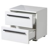 Comodino Bianco Nero 2 Cassetti un Ripiano 44.5x33.5x42.5h cm, Apertura Scorrevole - Mosso