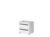 Comodino Bianco Nero 2 Cassetti un Ripiano 44.5x33.5x42.5h cm, Apertura Scorrevole - Mosso
