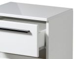 Comodino Bianco Nero 2 Cassetti un Ripiano 44.5x33.5x42.5h cm, Apertura Scorrevole - Mosso