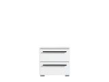 Comodino Bianco Nero 2 Cassetti un Ripiano 44.5x33.5x42.5h cm, Apertura Scorrevole - Mosso