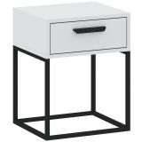 Comodino Bianco Nero un Cassetto Apertura Scorrevole 40x39x52h cm, Chiusura Scorrevole - Lelimapa
