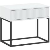 Comodino Bianco Nero un Cassetto Apertura Scorrevole 60x39x52h cm, Chiusura Scorrevole - Leletete