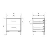 Comodino Bianco Nero un Ripiano 2 Cassetti 48x40x52h cm, Apertura Scorrevole - Clanezzo