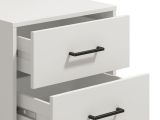 Comodino Bianco Nero un Ripiano 2 Cassetti 48x40x52h cm, Apertura Scorrevole - Clanezzo