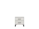 Comodino Bianco Nero un Ripiano 2 Cassetti 48x40x52h cm, Apertura Scorrevole - Clanezzo