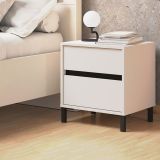 Comodino Bianco Nero un Ripiano 2 Cassetti 48x40x55h cm, Apertura Scorrevole - Combatte