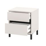 Comodino Bianco Nero un Ripiano 2 Cassetti 48x40x55h cm, Apertura Scorrevole - Combatte