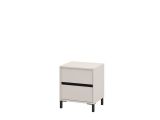 Comodino Bianco Nero un Ripiano 2 Cassetti 48x40x55h cm, Apertura Scorrevole - Combatte