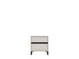 Comodino Bianco Nero un Ripiano 2 Cassetti 48x40x55h cm, Apertura Scorrevole - Combatte