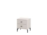 Comodino Bianco Nero un Ripiano 2 Cassetti 51.5x40x56h cm, Apertura Scorrevole - Salara
