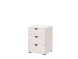 Comodino Bianco Nero un Ripiano 3 Cassetti 45x40x63h cm, Apertura Scorrevole - Talana