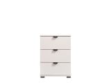 Comodino Bianco Nero un Ripiano 3 Cassetti 45x40x63h cm, Apertura Scorrevole - Talana