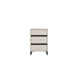 Comodino Bianco Nero un Ripiano 3 Cassetti 48x40x71h cm, Apertura Scorrevole - Combatte