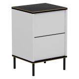 Comodino Bianco Nero un Ripiano Apertura Battente 40x35x60h cm, Un'anta - Vestone