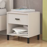 Comodino Bianco Nero un Ripiano un Cassetto 48x40x52h cm, Apertura Scorrevole - Cavaglia