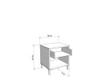 Comodino Bianco Nero un Ripiano un Cassetto 48x40x52h cm, Apertura Scorrevole - Cavaglia