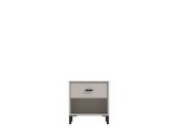 Comodino Bianco Nero un Ripiano un Cassetto 48x40x52h cm, Apertura Scorrevole - Cavaglia