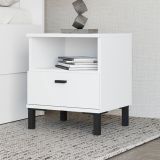 Comodino Bianco Opaco un Cassetto 2 Ripiani 39x35x45h cm, Apertura Scorrevole - Jinja