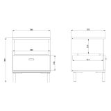 Comodino Bianco Opaco un Cassetto 2 Ripiani 39x35x45h cm, Apertura Scorrevole - Jinja