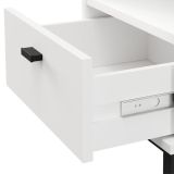 Comodino Bianco Opaco un Cassetto 2 Ripiani 39x35x45h cm, Apertura Scorrevole - Jinja