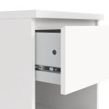 Comodino Bianco Opaco un Cassetto un Ripiano 40x40x50h cm, Apertura Scorrevole - Scolastica