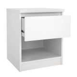 Comodino Bianco Opaco un Cassetto un Ripiano 40x40x50h cm, Apertura Scorrevole - Scolastica
