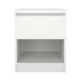 Comodino Bianco Opaco un Cassetto un Ripiano 40x40x50h cm, Apertura Scorrevole - Scolastica