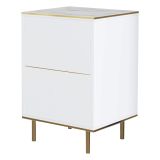 Comodino Bianco oro un Ripiano Apertura Battente 40x35x60h cm, Un'anta - Vestone