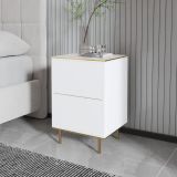 Comodino Bianco oro un Ripiano Apertura Battente 40x35x60h cm, Un'anta - Vestone