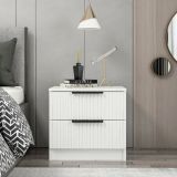 Comodino Bianco un Ripiano 2 Cassetti 50x40x47h cm, Apertura Scorrevole - Lalande
