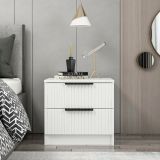Comodino Bianco un Ripiano 2 Cassetti 50x40x47h cm, Apertura Scorrevole - Meranti